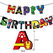 Marvel Superhero Birthday Flag Spider-Man Paper Flag Banner Boy Birthday Banner Party