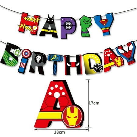 Marvel Superhero Birthday Flag Spider-Man Paper Flag Banner Boy Birthday Banner Party
