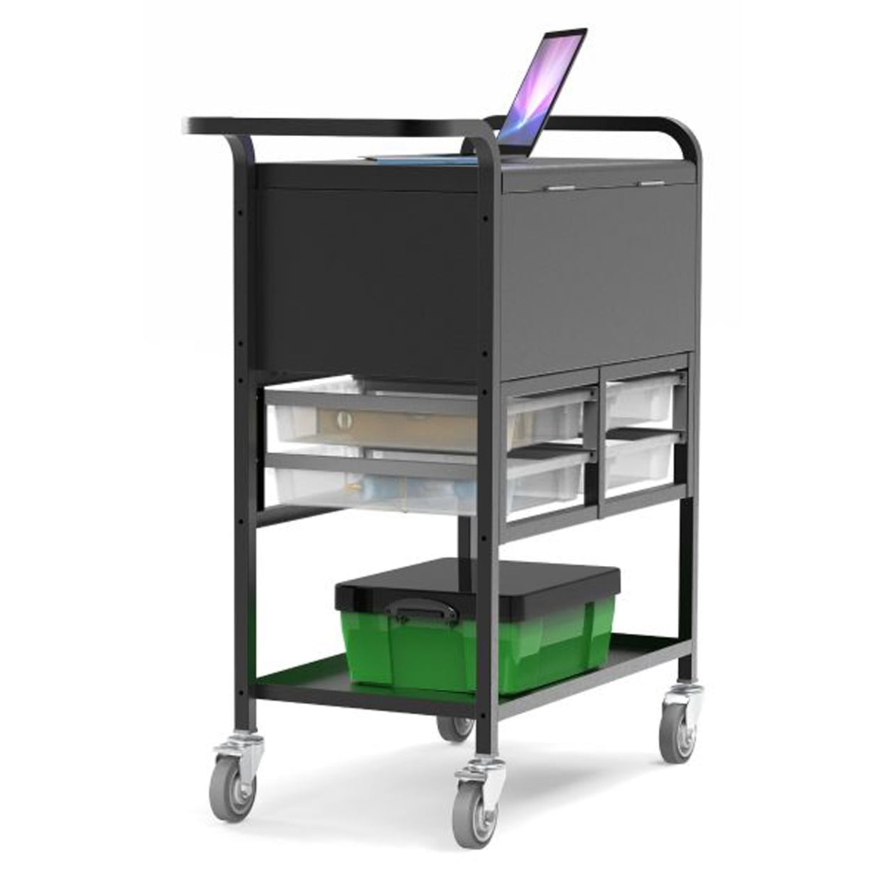 Home Office Modern File Cart With Locking Cabinet And Storage Bins