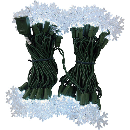Holiday Time 60Count LED Snowflake Christmas Lights, White