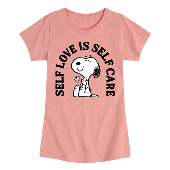 HYBRID APPAREL - Peanuts - Self Love Is Self Care - Toddler & Youth Girls Short Sleeve Graphic T-Shirt
