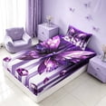 thumbnail image 5 of Homewish Purple Butterfly Twin Sheets, Diamonds Glitters Print Bedding, 3pcs (1 Flat Sheet, 1 Fitted Sheet and 1 Pillowcase), 5 of 6