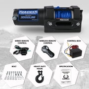 3500lbs Electric Winch 12V Winch ATV Winch Kit UTV Synthetic Rope Winch Wireless Remote Control