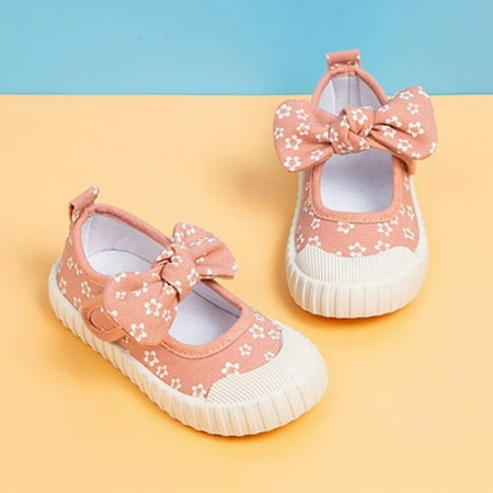 

NECHOLOGY Booties Girls Rubber Sole Toddler Child Floral Printed Canvas Outing Baby Bow Kids Shoes Snow Shoes Toddlers Pink 7 Years