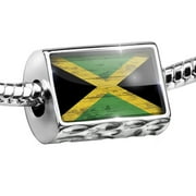 NEONBLOND Bead Flag on Wood Jamaica Charm Fits All European Bracelets