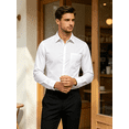 thumbnail image 4 of Men Stretch Non‑Iron Long Sleeve Dress Shirts, Classic Fit Pocket Design Work Shirts For Office, Wedding, Daily Wear, 4 of 6