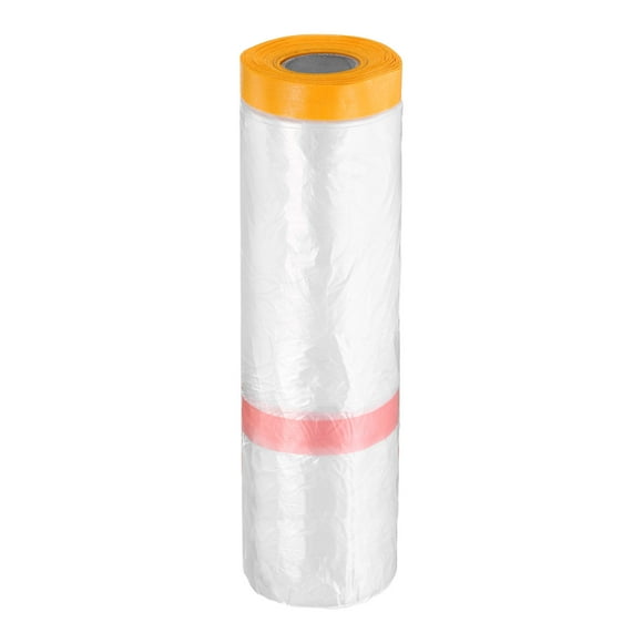 Uxcell Pre-Taped Masking Film 78.7"x65.6ft Double Adhesive Tape and Drape Painters Plastic Drop Cloth Film with Tape Plastic Sheeting for Automotive Painting Covering