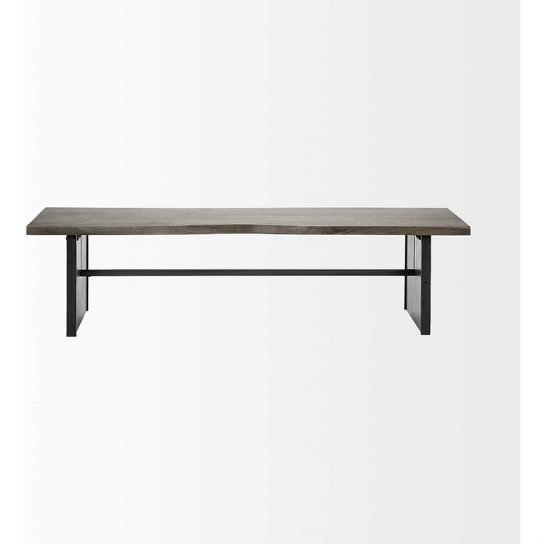 Rectangular Indian Mango Woodbrown Tone Finish W Metal Cladding On The Base Dining Bench Rectangular Indian Mango Woodbrown Tone Finish W Metal Cladding On The Base Dining Bench