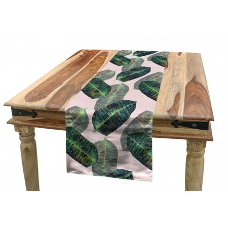 

Leaves Table Runner Colorful Abstract Hatched Style Leaves Repetition Tropical Illustration Dining Room Kitchen Rectangular Runner 3 Sizes by Ambesonne