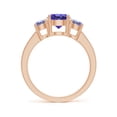 thumbnail image 2 of ANGARA Natural Three Stone Round 1.45 ct Tanzanite Ring with Diamond Accents in 14K Rose Gold for Women (Size-7mm) | December Birthstone, Anniversary, Jewelry Gift for Women | Natural Tanzanite Ring, 2 of 8