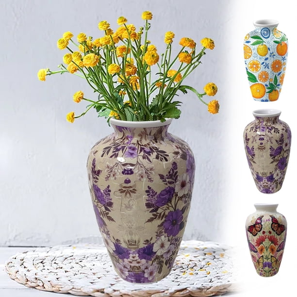 Florero Rompecabezas con Forma de Casa, Ideal para Decorar El Salón o Como Regalo de Cumpleaños o Navidad para Niños. Diseño Único. Perfecto para Arreglos Florales. Incluye 1 Florero.