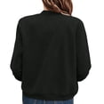 thumbnail image 7 of ITSAME Womens Button Down Coat Stand Collar Solid Color Long Sleeve Fall Winter Baseball Jacket Black Size XL, 7 of 7