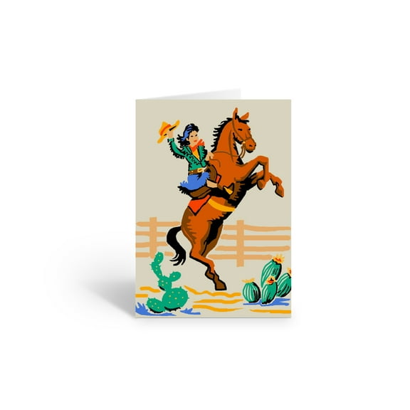 Cowgirl Boxed Blank Thank You Note Card - 10 Boxed Cards & Envelopes - Western N
