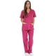 thumbnail image 1 of Conjuntos médicos para mujer, uniforme médico con seis bolsillos, cuello en V y pantalón cargo, 1 of 3