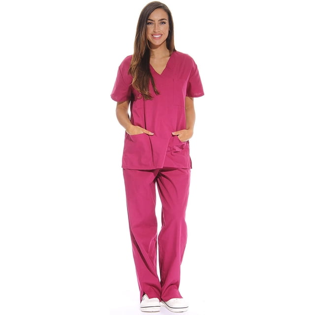 Ensembles de Sarraus pour Femmes à Six Poches Sarraus Médicaux (Col en V avec Pantalon Cargo)