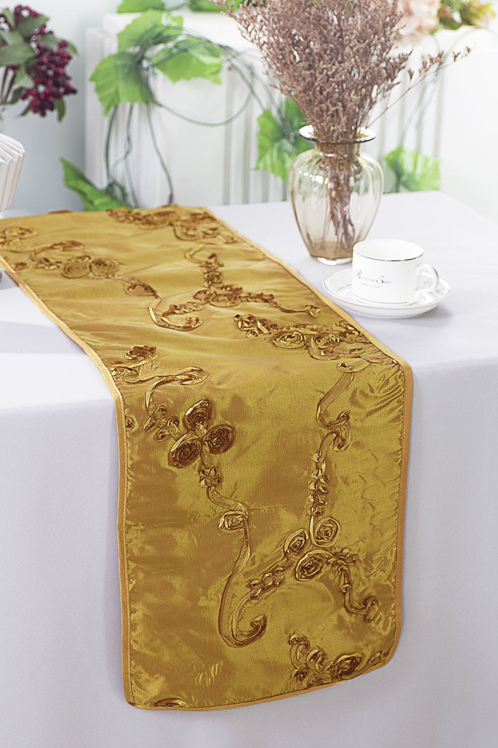 12 Tissue Lame Table Runners 14"x108" Metalic Gold or Silver Wedding Event Party 