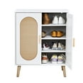 thumbnail image 6 of UBesGoo Modern Rattan Shoe Storage Cabinet, 4 Layers Entryway Shoe Cabinet Accent Console Cabinet Table with Adjustable Shelves, White, 6 of 13
