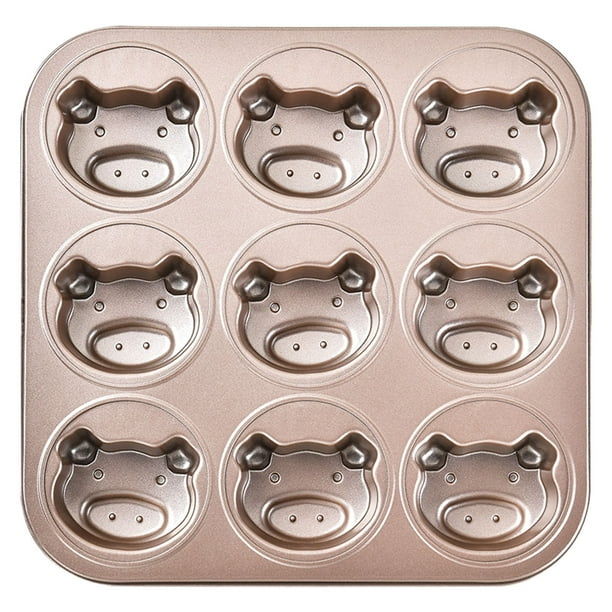 Molde Metálico Para Hornear Molde Para Magdalenas Antiadherente Estándar De 9 Cavidades Con Asa Horneado Metálico Inodoro Para Magdalenas De Huevo Molde Para Hornear Huellas De Conejito Molde Para M