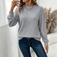 thumbnail image 6 of Oiangi Crew Neck Sweater for Women Long Sleeve Soft Knitted Shirts Fall Base Layer Pullover Basic Jumper Tops Gray 2XL, 6 of 9