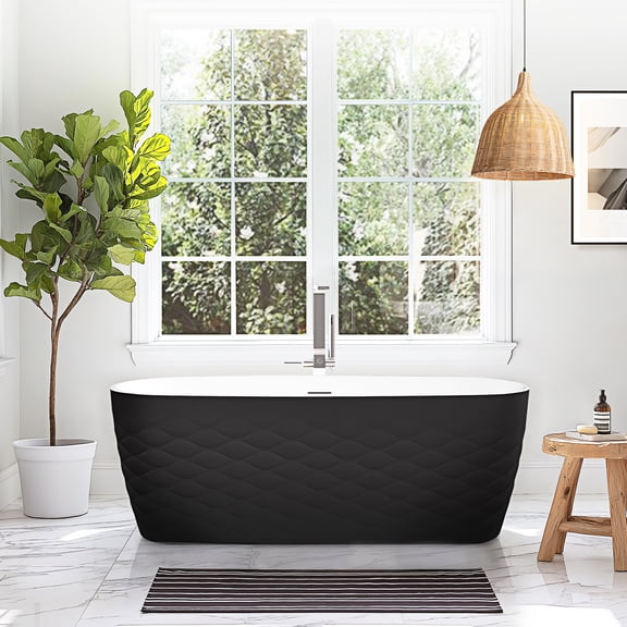 Vinnova London 66.9" x 31.5" Acrylic Soaking Bathtub in Black