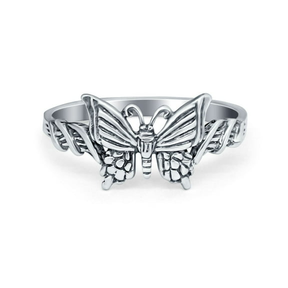 Twisted Shank Butterfly Band Ring 925 Sterling Silver Size 4
