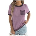 thumbnail image 2 of Neewe Women Summer T Shirts Short Sleeve Rounded Neck Pocket Tee Tops, 2 of 8
