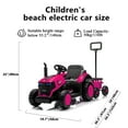 thumbnail image 3 of Xlluproid 12V Ride on Tractor with Trailer,USB,MP3,Bluetooth,LED Light,Safety Belt for 3-8 Girls,Boys,Magenta, 3 of 11