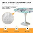 thumbnail image 6 of Teal Grey Coral Elastic Fitted Round Table Cover Ocean Marine Life Waterproof Outdoor Tablecloth for Holiday Party, Picnic, Patio & Dining Fits Tables Up to 55"-60", 6 of 8