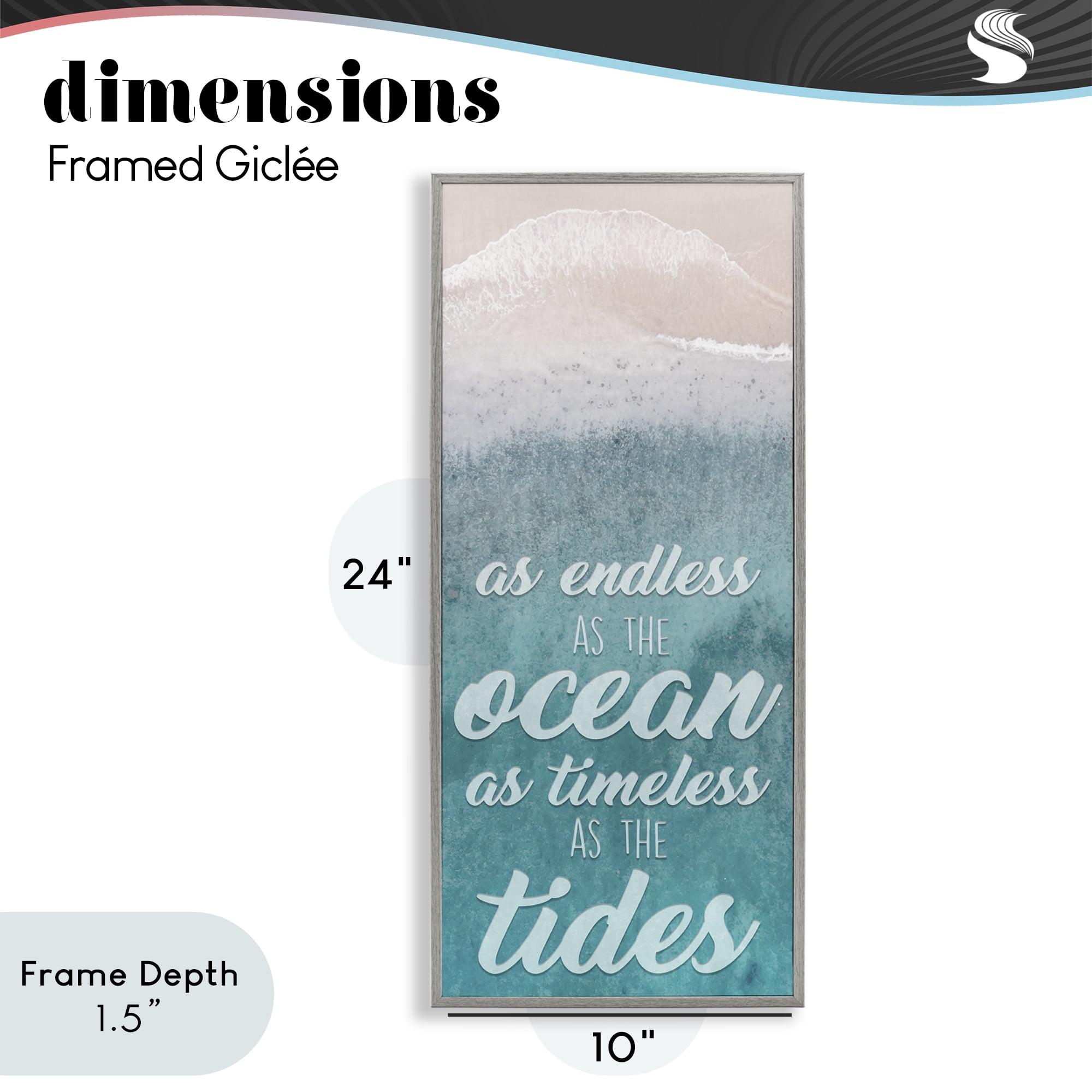 Stupell Industries Endless Ocean Timeless Tides Gray Framed Giclee Art, design by Marcus Prime