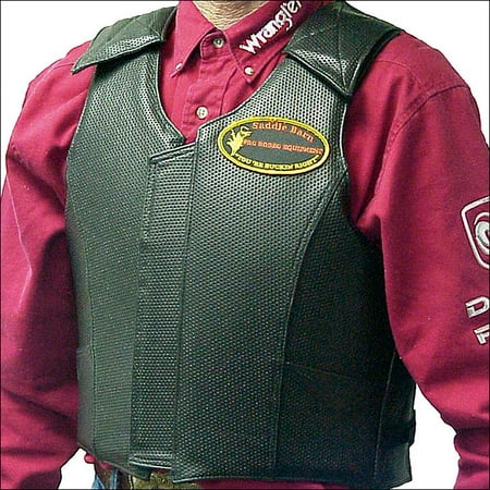 - SADDLE BARN BLACK ROUGH STOCK PRO RODEO PROTECTIVE VEST W/ LEATHER POCKET ADULT