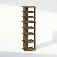 thumbnail image 2 of Furinno Compact 8-Tier Vertical Space Saving Free Standing Corner Shelf, Display Rack, Amber Pine, 2 of 6