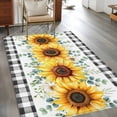 thumbnail image 2 of 3'x5' Rug for Living Room Bedroom, Sunflower Washable Area Rugs Non-Slip Carpet Mats, Yellow Floral Black Plaid Eucalyptus Leaves Indoor Low Pile Area Rug Runner for Kitchen, Mudroom, 2 of 8