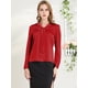 thumbnail image 2 of Blusa Allegra K Cuello Sedoso Corbata Cuello En V Manga Larga Camisa Elegante Oficina Para Mujeres Rojo XL, 2 of 6
