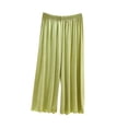 thumbnail image 4 of Women Elastic High Waist Capri Lounge Pants, Ruffle Hem Loose Fit Cropped Pajama Bottoms, Soft Stretchy Lightweight Casual Trousers Yellow XL(XL), 4 of 6