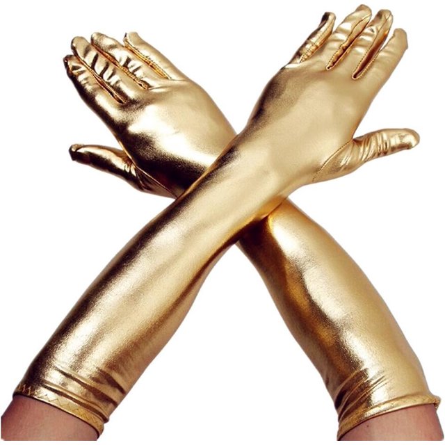 LinYooLi Gants de Cosplay en Satin Métallique Long 17 Pouces pour Femmes