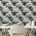 thumbnail image 2 of Ambesonne Floral Peel & Stick Wallpaper for Home, Classic Flowers Creamy Tones, 13"x36", Eggshell Dark Sky Blue, 2 of 5