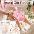 thumbnail image 3 of Personalized Gifts for Women Double Wall Flower Glass Coffee Mug Tea cup With Spoon Monogrammed Customized Gifts Birthday Christmas Valentine Mother's Day Gift for Mom Her Wife Friends Bride Sister(K, 3 of 9