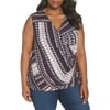 Womens Top Plus Tank V-Neck Printed Stretch 2X