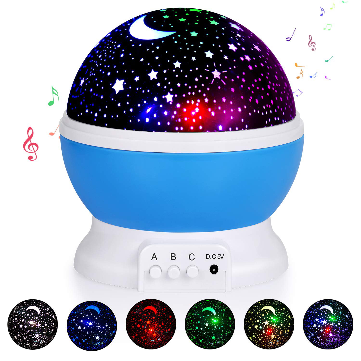 Black Cute Gentle Warm Baby Star Light Projector with Master Switch Rotation and Double Projection Mode Night Lights for Kids 