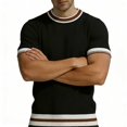 thumbnail image 4 of Ringer Tee Men Summer Fashion Ribbed Knit Crew Neck Short Sleeve Mens T-Shirts Casual Tops, 4 of 8