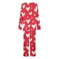 thumbnail image 6 of BiZtdJrK Womens Pajamas Set Long Sleeve Button Up V Neck Pullover Tops and Pants 2 Piece Lounge Outfits Valentine's Heart Print Sleepwear Pink XXL, 6 of 8