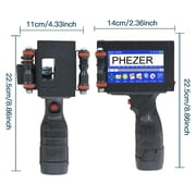 Phezer P16-1 Handheld Inkjet Printer, Portable Handheld Printer Print Hight 0.08-1 Inch with 4.3 Screen, Intelligent 360° Coding Machine for Expiry Date/Time/Barcode/QR Code/Logo/Label, 25 Languages