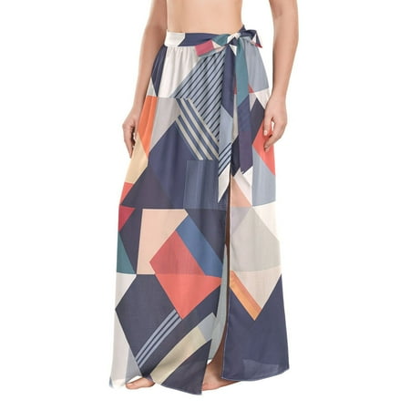 FORMRS Beach Sarong for Women Semi-Sheer Wrap Skirt Swimsuit Cover Up  Geometric Pattern