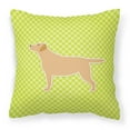 thumbnail image 2 of Carolines Treasures BB3597PW1818 Yellow Labrador Retriever Checkerboard Pink Fabric Decorative Pillow, 2 of 5