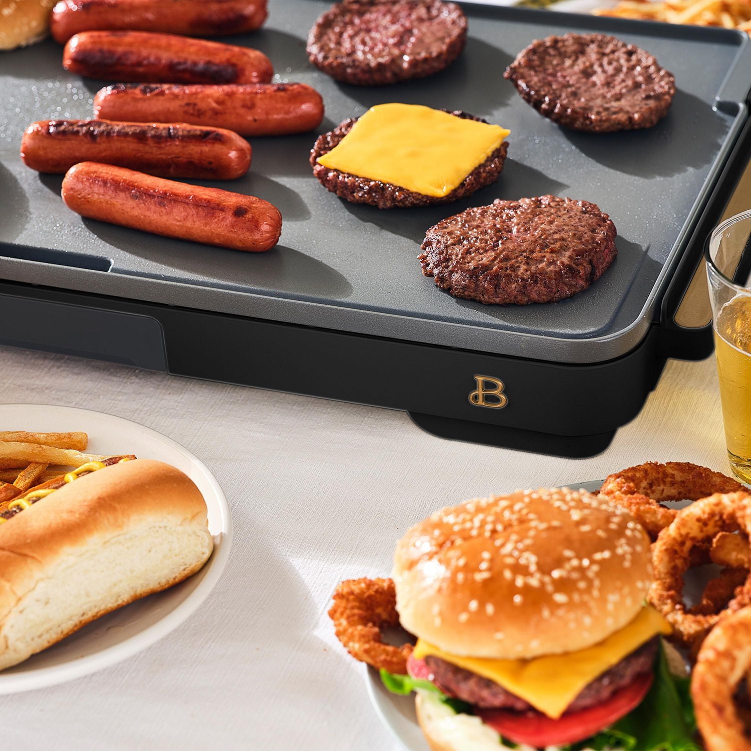 Beautiful XL Electric Griddle, 12" x 22"- Non-Stick by Drew Barrymore, Beau. XL Griddle