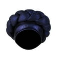 thumbnail image 2 of Turbante africano, gorro, hijab, pañuelo para la cabeza, cubierta para el cabello con pedrería. Azul oscuro, 2 of 9