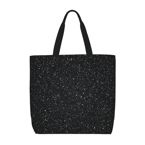 Fotbe Black Glitter Bolsa Tote con Estampado para Mujer, Bolsos con Cremallera, Bolsa de Hombro Casual de Gran Capacidad con Bolsillos Internos