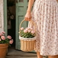 thumbnail image 5 of Handwoven Rattan Flower Basket with Handle Durable Faux Rattan Picnic Basket for Home Decor Gardening Weddings and Versatile Storage, 5 of 7