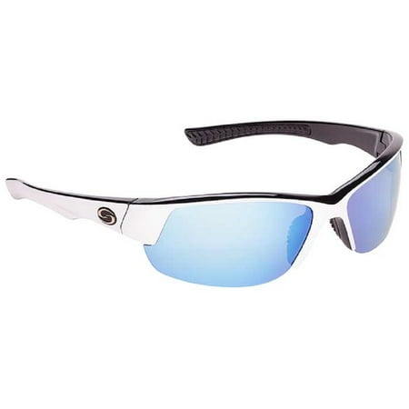 Strike King S11 Gulf Sunglasses White-Black Frame/White-Blue Mirror Gray Lens