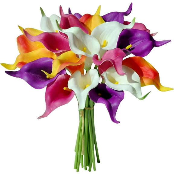 Nvzi 20pcs Colorful Flowers Artificial Calla Lily Silk Flowers 13.4" for Mother's Day Home Kitchen & Wedding